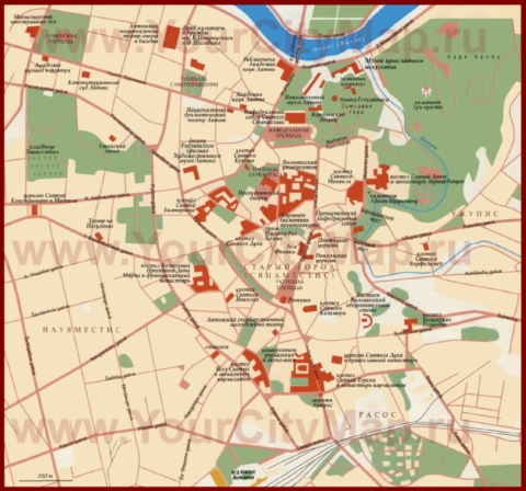 Карта старого города Вильнюса на русском языке
