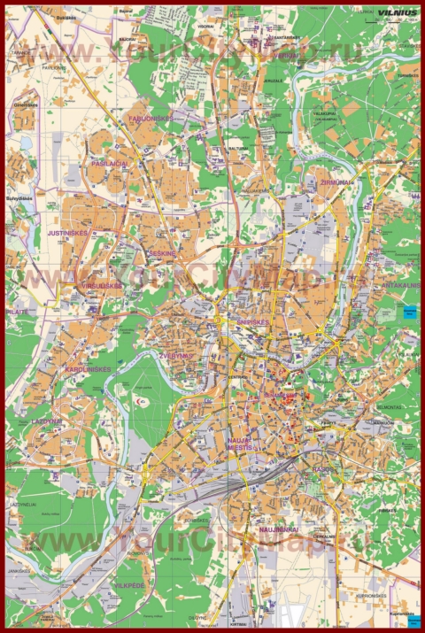 Карта Вильнюса с отелями и достопримечательностями