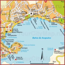 Карта Акапулько с достопримечательностями
