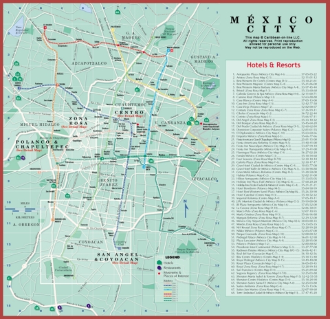 Карта отелей Мехико
