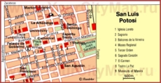 Карта центра Сан-Луис-Потоси с достопримечательностями