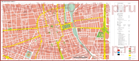 Подробная туристическая карта города Сан-Луис-Потоси