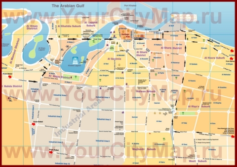Подробная карта города Шарджа