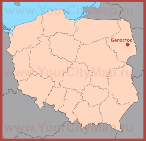 Белосток на карте Польши