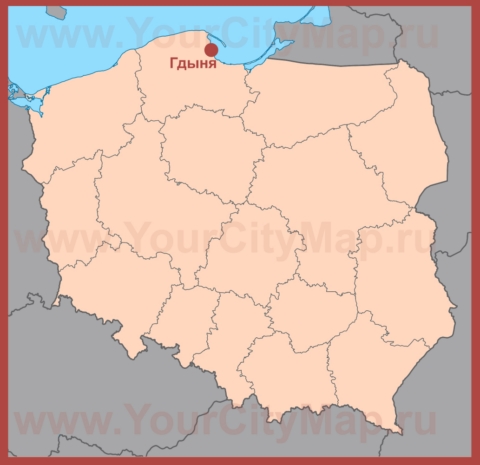 Гдыня на карте Польши