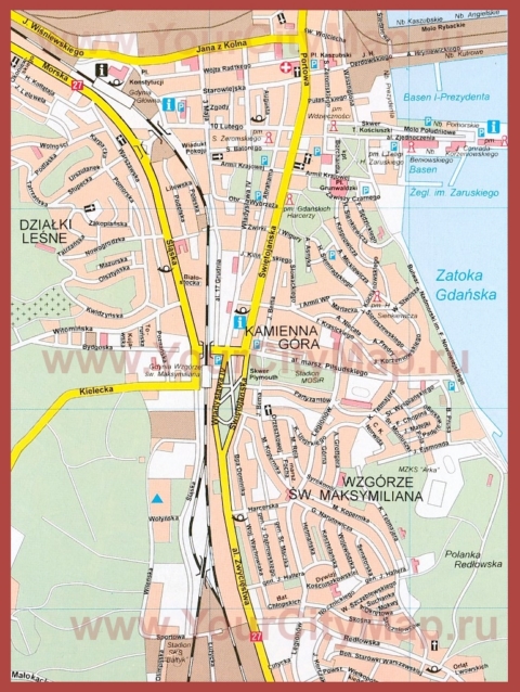 Туристическая карта Гдыни с достопримечательностями