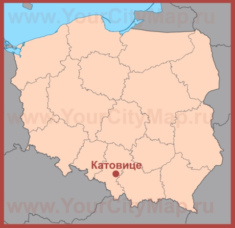 Катовице на карте Польши