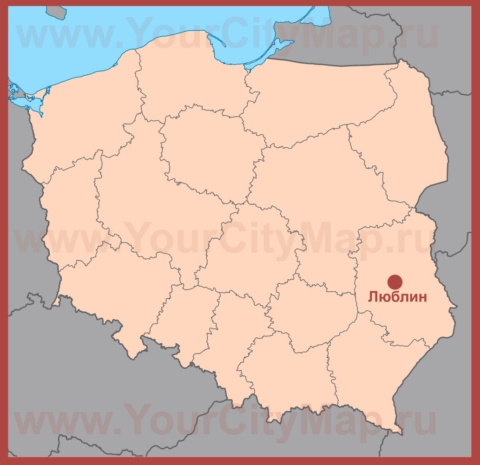 Люблин на карте Польши