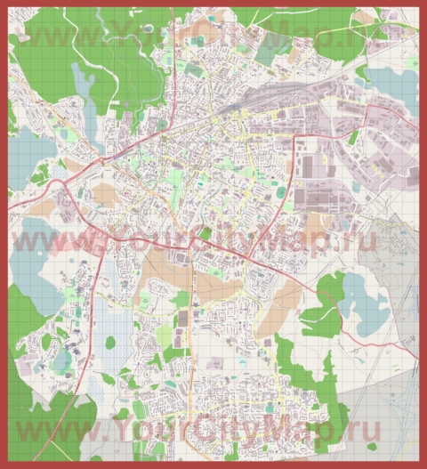 Подробная карта города Ольштын с магазинами