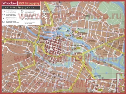 Туристическая карта Вроцлава с достопримечательностями