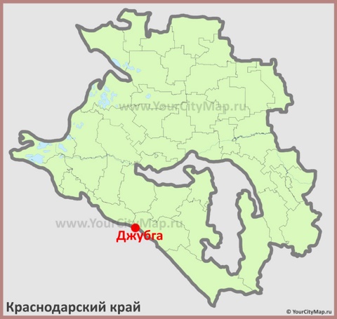 Джубга на карте Краснодарского Края