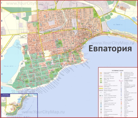 Туристическая карта Евпатории с санаториями и пансионатами