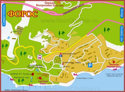 Туристическая карта Фороса с пляжами