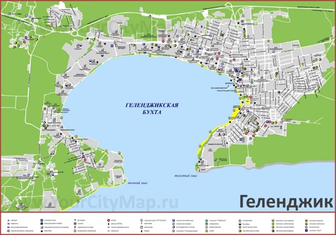 Туристическая карта Геленджика с гостиницами и пляжами