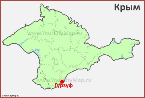Гурзуф на карте Крыма