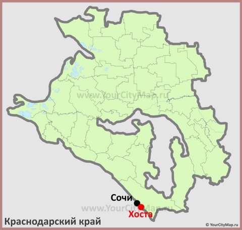 Хоста на карте Краснодарского Края