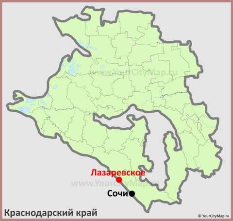 Лазаревское на карте Краснодарского Края