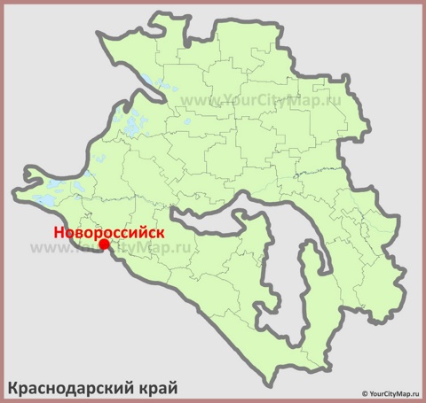 Новороссийск на карте Краснодарского Края