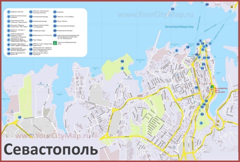 Карта Севастополя с достопримечательностями