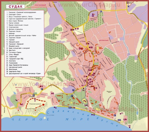 Карта пансионатов Судака