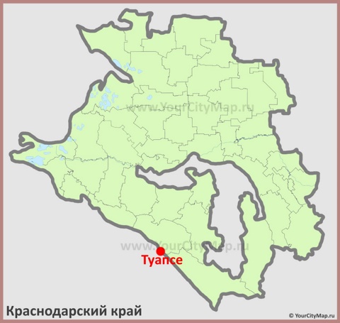 Туапсе на карте Краснодарского Края