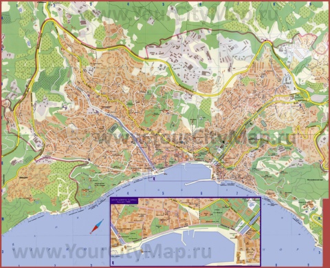 Карта Ялты с санаториями и пляжами