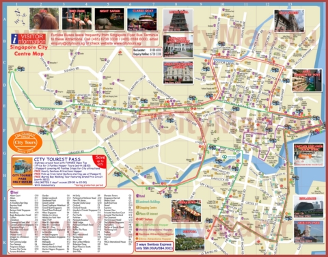 Туристическая карта Сингапура с отелями и достопримечательностями