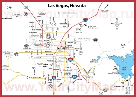 Карта дорог Лас-Вегаса с окрестностями