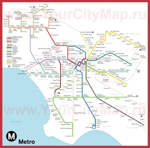 Карта метро Лос-Анджелеса (схема)
