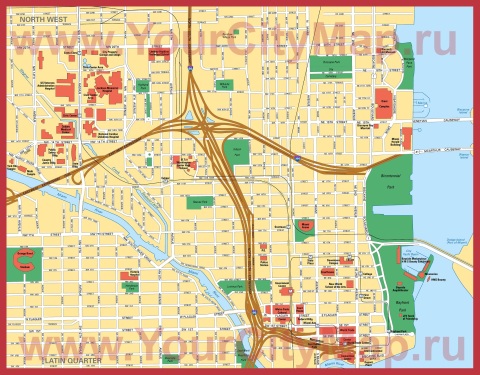 Карта центра Майами