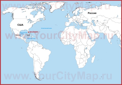 Майами на карте мира