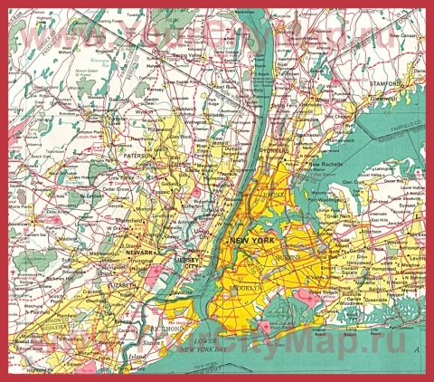Карта Нью-Йорка с окрестностями