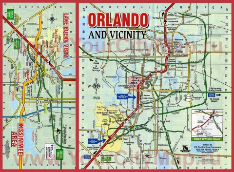 Туристическая карта Орландо с достопримечательностями
