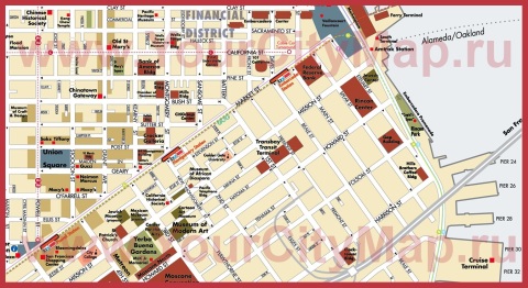 Карта центра Сан-Франциско с достопримечательностями