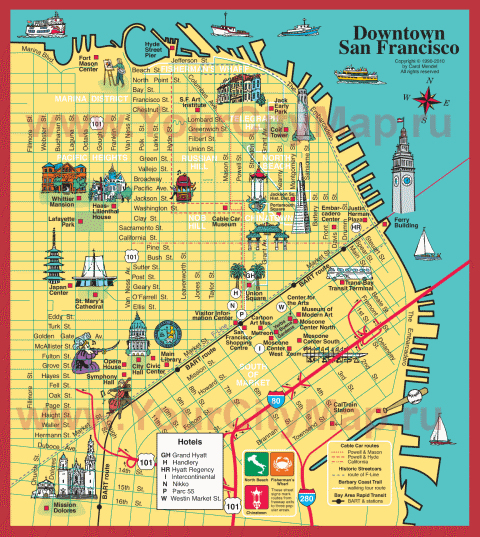 Туристическая карта Сан-Франциско с достопримечательностями