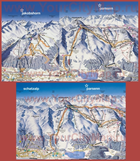 Карта горнолыжных трасс Давоса