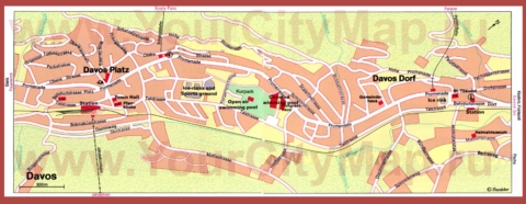 Туристическая карта Давоса с достопримечательностями