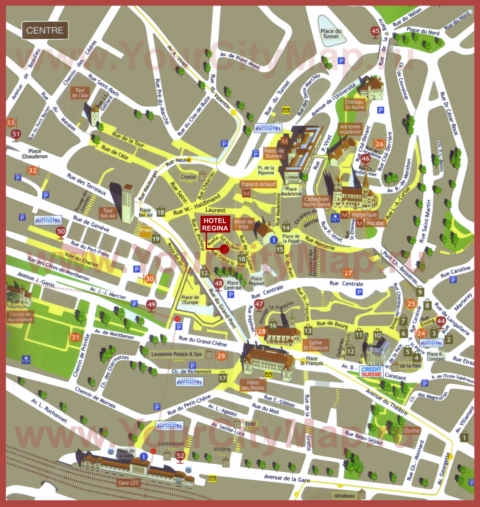 Туристическая карта центра Лозанны