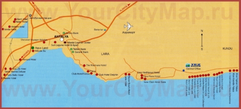 Карта отелей Анталии
