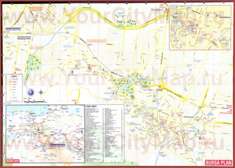 Подробная карта города Бурса