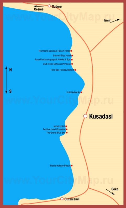 Карта отелей Кушадас