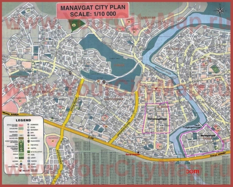 Подробная туристическая карта города Манавгат