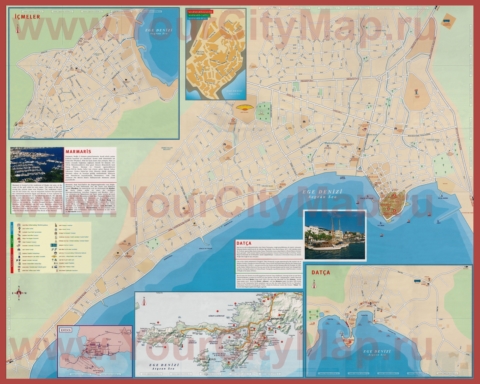 Подробная туристическая карта города Мармарис с достопримечательностями