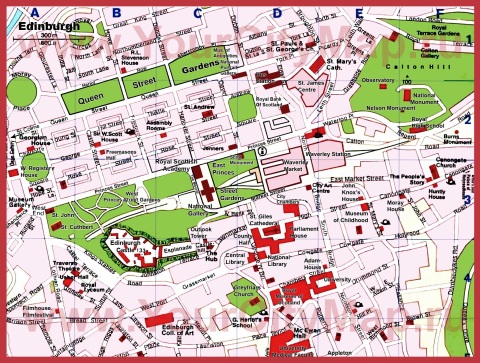 Карта Эдинбурга с достопримечательностями