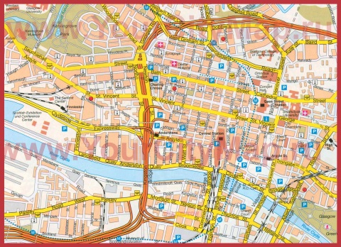 Карта города Глазго с достопримечательностями