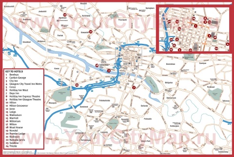 Карта отелей Глазго