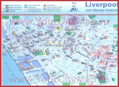 Туристическая карта Ливерпуля с достопримечательностями