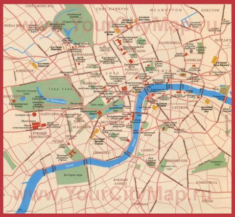 Карта Лондона на русском языке с достопримечательностями