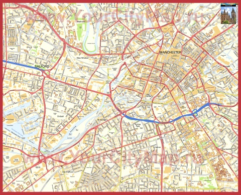 Подробная карта города Манчестер