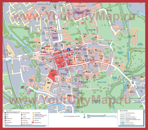 Подробная карта Оксфорда с достопримечательностями